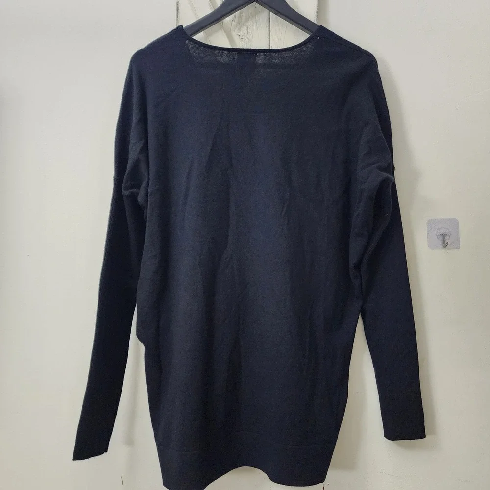 Maeve By Anthropologie V-Neck Pullover Sweater Black Side Slits  Size M